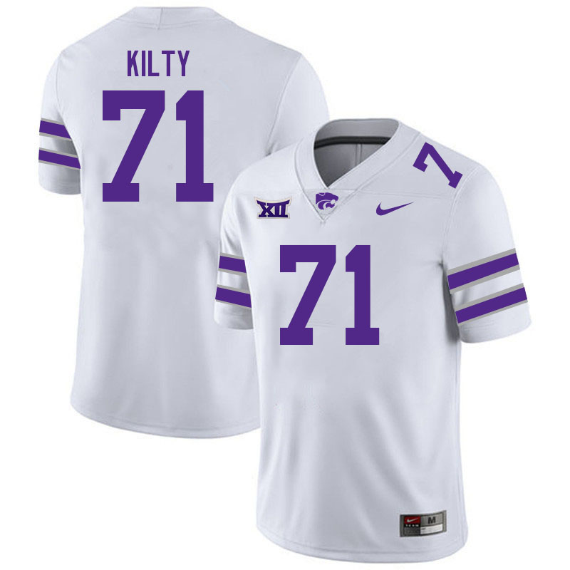 #71 Easton Kilty Kansas State Wildcats Fotball Jerseys Stitched Sale-White